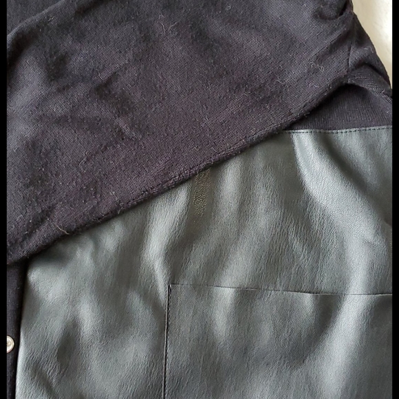 ZARA Black faux leather and knit long sleeve snap close cardigan Sm - Picture 7 of 9